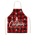 Christmas apron with red and black plaid pattern and snowman holiday print design - A35-Red Black Plaid Snowman Holidays
