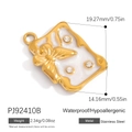 Golden butterfly relief pendant made of waterproof stainless steel with crystal detail - PJ92410B-White Butterfly