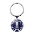 Detalle del llavero souvenir de Francia París con medallón azul y anillo plata - Torre Eiffel en Azul Oscuro (Plata-8)