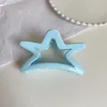 Detailed view of a light blue star-shaped acrylic hair claw clip with glossy hollow design - 11cm / Glossy Blue Star