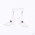 Gothic butterfly drop earrings with white hollow wings and black skull center detail - White Hollow Skull Moth