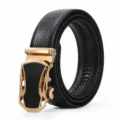 Cinturón automático de cuero genuino para hombre, cinturón negro clásico casual de negocios. - Estilo 5 Logotipo de Coche Dorado