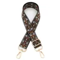 Detail of jacquard morning glory embroidery strap with adjustable golden metal buckle - Gold Buckle / A-3 Black Brown