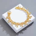 Hip-Hop-Halskette mit Goldbeschichtung und funkelnden Wassertropfen-Anhängern - 20cm / Gold Armband