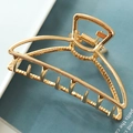 Minimalist large gold hollow semi-circle metal hair claw clip with spring - Large Crescent Claw / 7.7cm / Gold