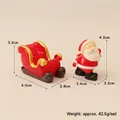 Miniatur-Weihnachtsmann mit rotem Schlitten aus Harz mit Maßangaben und Gewicht - 1 Weihnachtsmann + 1 Schlitten