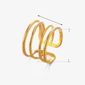 Anillo abierto multicapa minimalista de acero inoxidable dorado, tamaño 1,4 cm por 1,7 cm - Estilo De Línea Ajustable (ZN1141) / Dorado