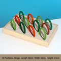 Wooden jewelry display tray for 12 bracelets with beige velvet lining, 30x20x3.5cm size - Solid Wood/Velvet / Beige