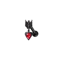 Detail of black arrow ear stud with a red heart gem against a clean white background - Black Arrow Heart Red Gem Stud (2311110040)