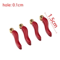 Red enamel chili pepper pendant accessory for DIY jewelry making 1.5cm charm - 5 Pieces/Pack (1.5cm) / Gold-Red