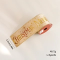Champagne gold Christmas ribbon with gold lettering and wire edges, 6.3cm wide - Champagne Gold Letter Ribbon (3 Yards)