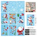 9-sheet set of 3D Christmas window stickers with Santa, reindeer and snowman, 174pcs - Santa Skiing with Signs 9-Sheet Set