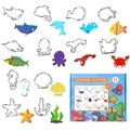 Detailed set of 12 stainless steel ocean creature cookie cutters with FDA certification - 12Pcs Ocean/Fish Theme