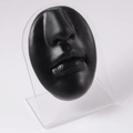 Black silicone nose and mouth piercing training model on a transparent acrylic stand - Black-Face with Stand