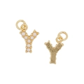 Golden letter Y necklace pendants with delicate pearls and frosted texture finish - Letter Y
