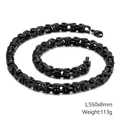 Black stainless steel byzantine chain necklace for men with 8mm width and 550mm length - 8MM Black