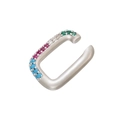Gold-plated ear cuff featuring rectangular colorful micro-pave cubic zirconia stones - Platinum Multi Zirconia