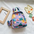 Conjunto de mochila infantil morada con flores y monedero redondo a juego para niñas - Talla única / Morado