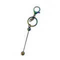 Iridescent beadable keychain with colorful finish, lobster clasp and metal bar - Multicolor