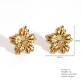 Elegant 18K gold-plated stainless steel flower stud earrings with a 3D textured petal design - E664-27(3D Five-Petal Flower)