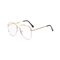 Lunettes aviateur rétro avec monture dorée et verres clairs polygonaux pour un look tendance - Or Transparent