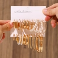 Fashion jewelry set with gold hoop earrings and pearl studs on white card display - 02kc Gold 0507+h-55