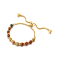 Adjustable gold titanium bracelet featuring colorful natural turquoise beads and a box chain - Multicolor Stone Gold Color (KB151886-Z)