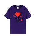 Dark purple Valentine's Day T-shirt with red hearts and Happy Valentine's Day print - Purple (Valentine's Day Print)
