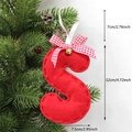 Christmas letter S red felt tree ornament with checkered bow and golden bell decoration - S-Bell