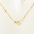 Collana in acciaio inossidabile placcato oro 18K con zirconi rotondi gialli e bianchi - Agosto Peridoto