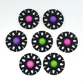 Set of 7 colorful stress relief fidget toys with black gear frame and silicone pop bubbles - Black