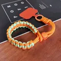 Adjustable braided phone wrist strap in vibrant orange and light green paracord - Short [Light Green & Orange] Adjustable Braided Lanyard + Orange Patch