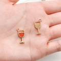 DIY alloy red wine glass charm with golden frame and burgundy red enamel finish - Red Enamel Wine Glass (8x19mm)