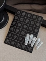 Winter snowflake nail art stickers with white patterns on black and grey press-on nails - Snowflake Style (YT40)