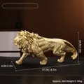 Statue de lion doré pour décoration de luxe moderne avec détails de crinière en résine - Or