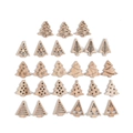Pendentifs sapin de Noël en bois DIY avec motifs géométriques gravés pour décoration - Style E / Pack de 27 pièces