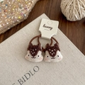 Pair of cute brown elastic hair ties featuring embroidered chipmunk animal characters - Coffee Squirrel Hair Tie