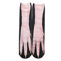 Detailed view of novelty socks featuring realistic pink chicken claw prints on black base - Chicken Feet