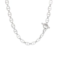 Minimalistische silberne Schweinenasen-Gliederkette mit stilvollem OT-Knebelverschluss - Stahlfarbene 8mm Halskette (KN238617-Z)