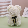 Handcrafted white foam rose teddy bear with a black Just for you ribbon gift - 23CM Naked Bear (Without Box) / Pure White