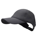 Quick-dry breathable ponytail baseball cap in dark grey with hollow back and elastic band - Adjustable / Dark Gray