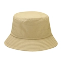 Detail of multi-row stitching on the brim of a khaki cotton bucket sun hat - M (56-58cm) / Khaki