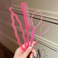 4-piece pink hair styling tool set for children including pull hair pins and comb - 4# Pink Hair Braiding 4-Piece Set