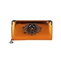 Metallisch-orangefarbene Damen-Geldbörse mit Totenkopf-Emblem und Reißverschluss - Orange