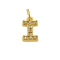 Gold stainless steel letter I pendant with sparkling crystal inlay for jewelry - Letter I