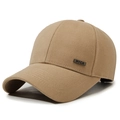 Herren Baseballkappe in Khaki aus Baumwolle mit gebogener Krempe und Metall-Logo - Verstellbar / Khaki