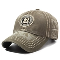 Berretto da baseball vintage lavato verde marrone con ricamo retrò e dettagli usurati - Regolabile / Verde Militare