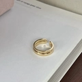 Minimalist double-layered gold-plated open ring in a modern elegant style for women - Simple Double-layer Gold Open (J6069)