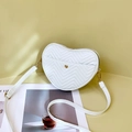 Chic white heart-shaped crossbody bag with quilted pattern and gold buckle detail - White