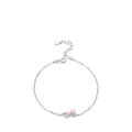Elegant S925 sterling silver bow bracelet with pink enamel and sparkling zircon stones - 925 Silver / Pink Bowknot